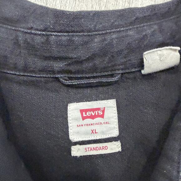Levis Barstow Western Snap Denim Shirt Men's Extra Large XL Black Standard Fit - Picture 3 of 8